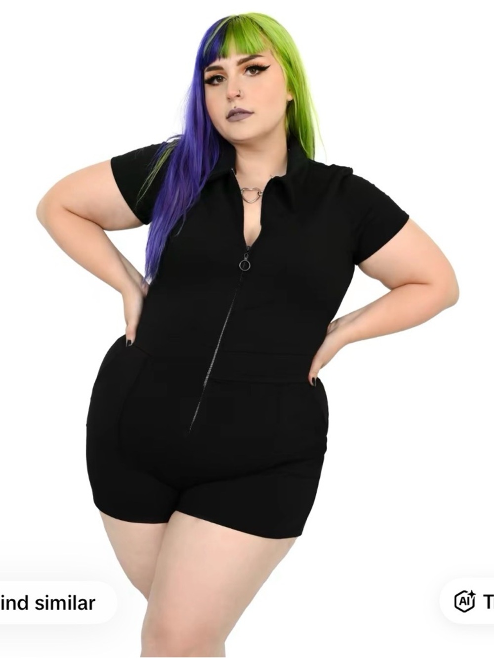 Jamie Lee Zip Up Romper Foxblood Black Zip-Front Short Jumpsuit - Women's